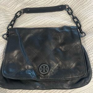 Black Leather Tory Burch handbag